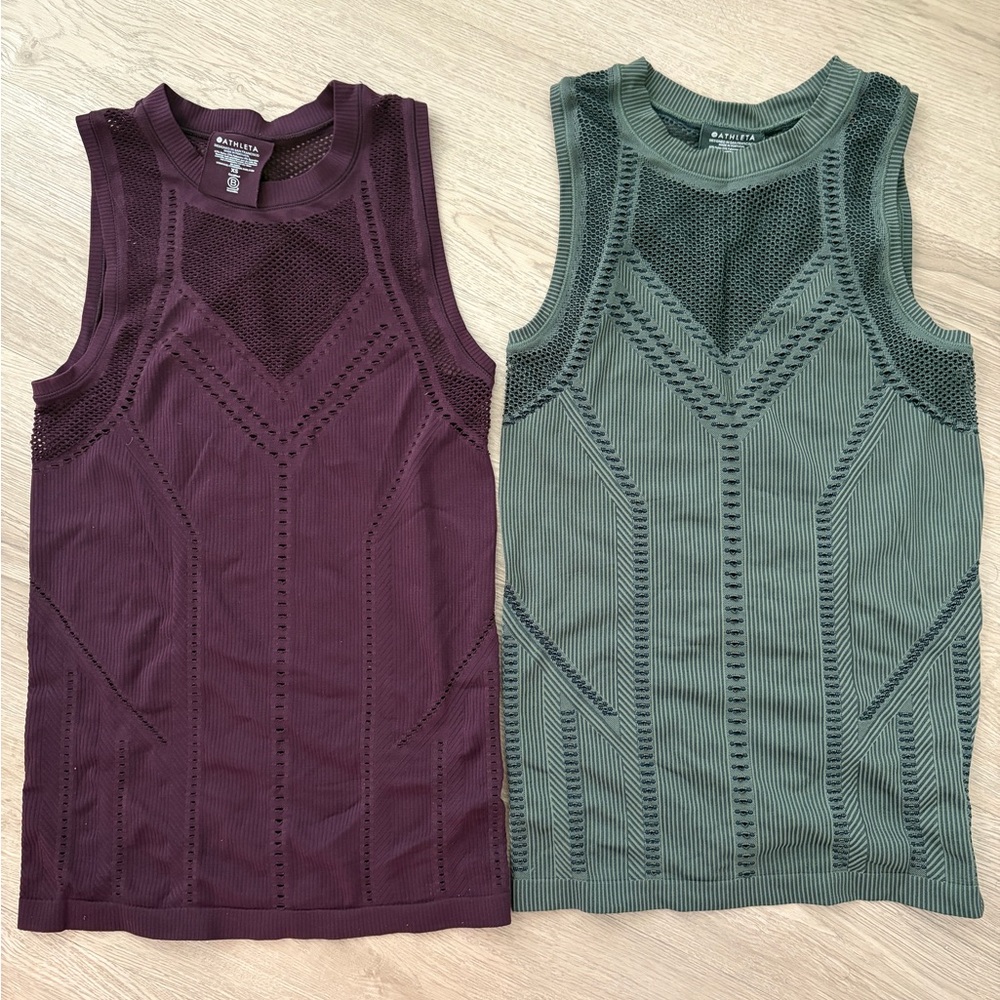 Athleta Two Tone Oxygen Tank Duo - Purple and Green